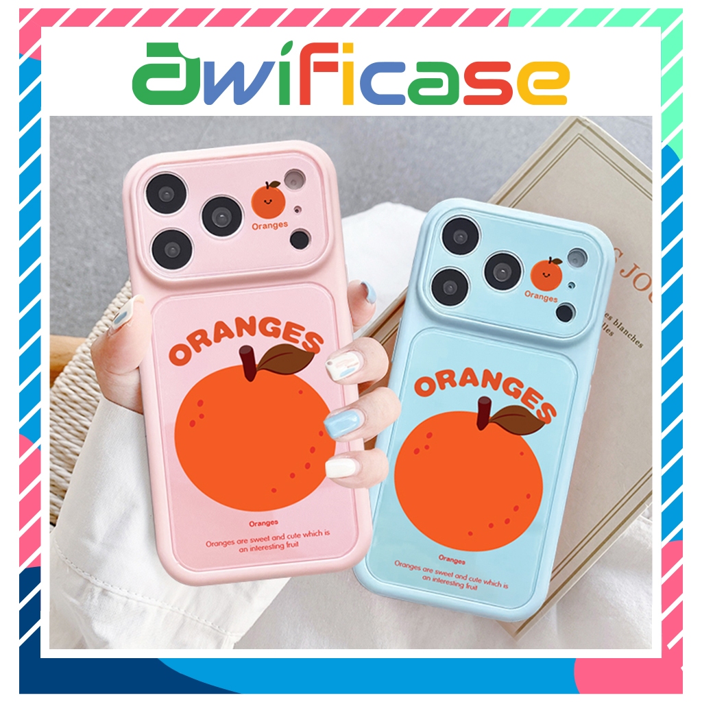 Ốp lưng iphone kiểu dáng khung camera lớn Orange 11/12/13/14/15/16/17/pro/plus/promax - Awifi Case Z