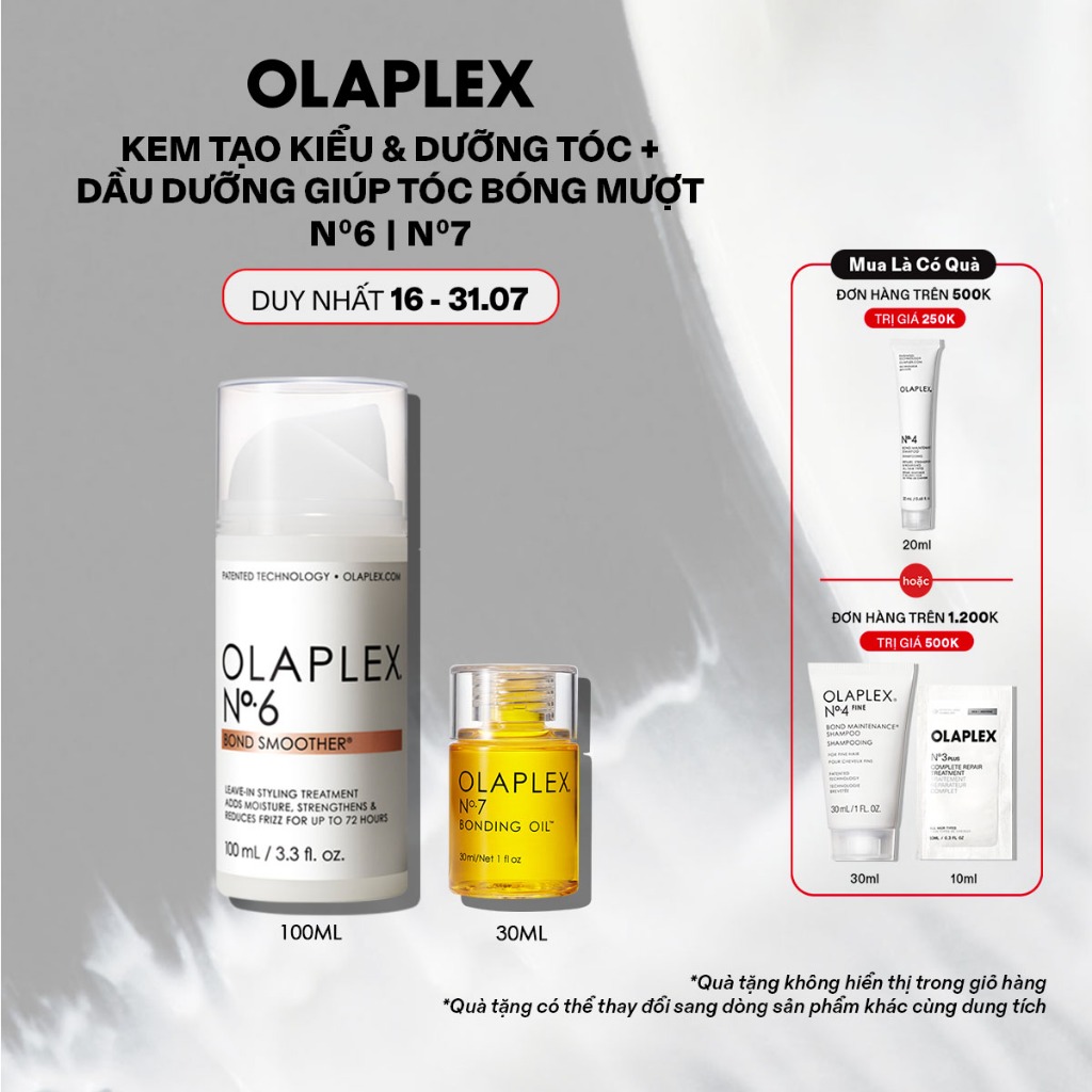 Kem tạo kiểu tóc và dưỡng tóc chắc khỏe Olaplex No.6 + Dầu dưỡng tóc Olaplex No.7