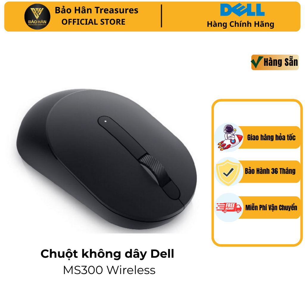 Chuột máy vi tính không dây Dell MS300 - Hàng Chính Hãng