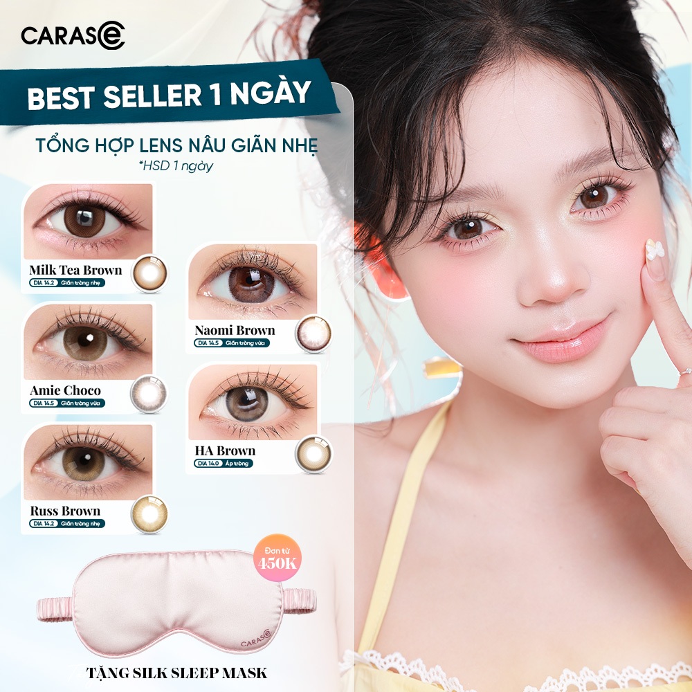 [BEST SELLER] BST Kính áp tròng 1 Ngày Màu Nâu CARASE, lens cận AMIE CHOCO, RUSS BROWN, NAOMI BROWN,