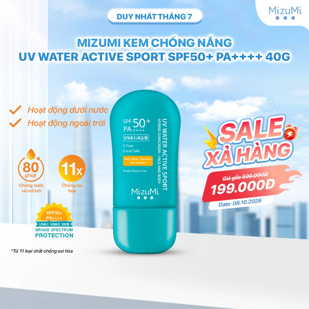 [HSD 8.10.2026] MizuMi UV Water Serum 40g/UV Water Active Sport SPF50+ PA++++ 40g/ UV Jelly Aqua Fresh 40g