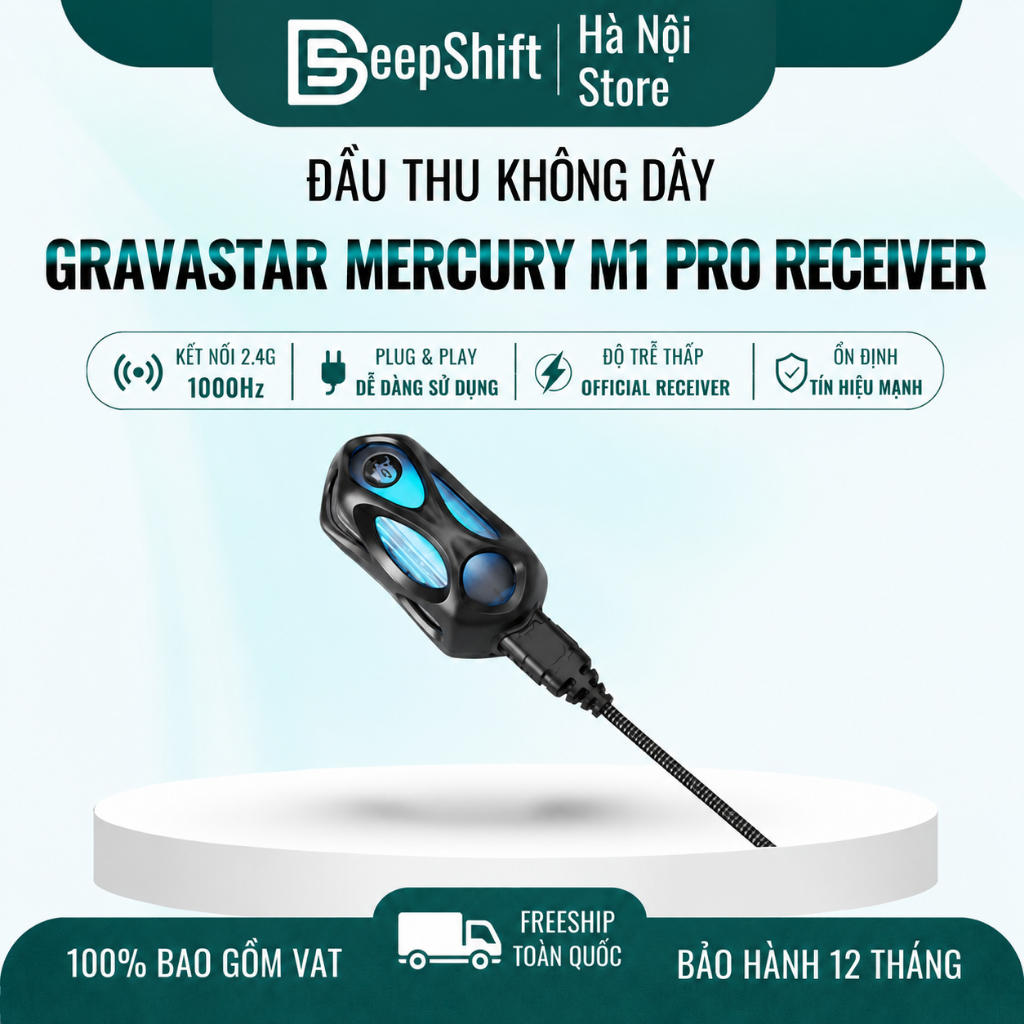 Bộ thu tín hiệu không dây Gravastar 4K cho chuột Mercury M1 Pro (Black)