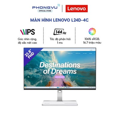 Màn Hình Lenovo L24D-4C 23.8 Inch - FHD, IPS, 144Hz, USB-C 75W, Loa 3W, 99% sRGB - BH 36 Tháng