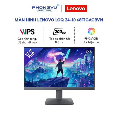 Màn Hình Gaming Lenovo LOQ 24-10 23.8 Inch - FHD, Fast IPS, 200Hz, 0.5ms, HDR10, FreeSync Premium - BH 36 Tháng