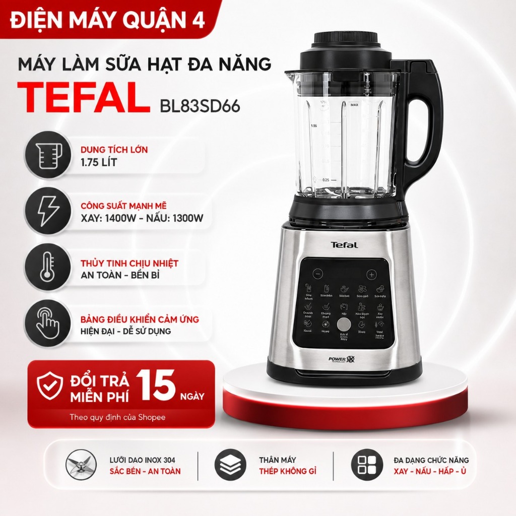 Máy Làm Sữa Hạt Đa Năng Tefal BL83SD66 Lưỡi Dao Powelix 6 Cánh 1.75 Lít