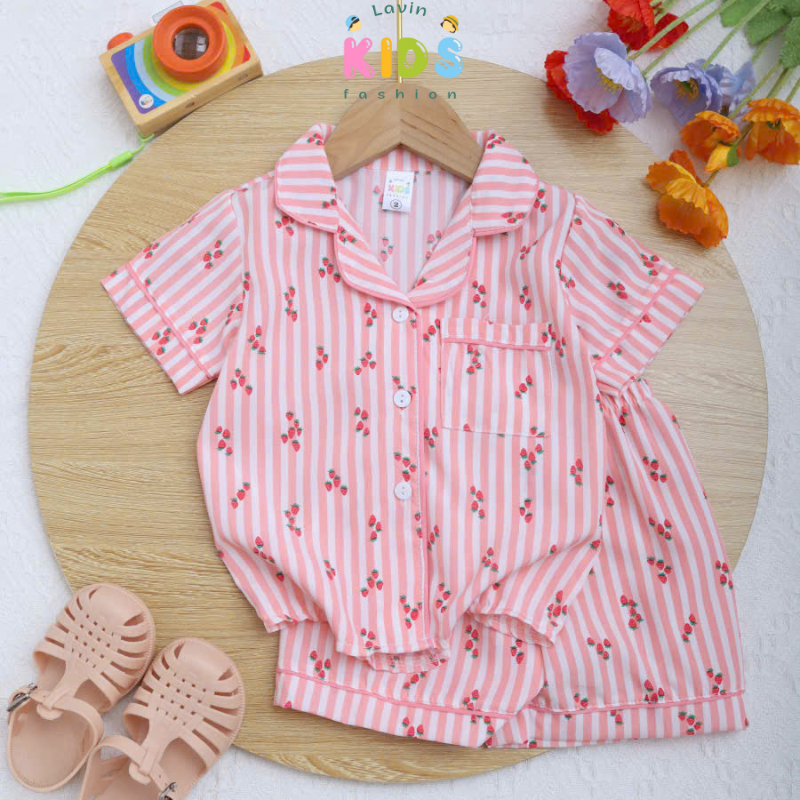 Bộ Pijama lụa 100D cho bé gái size 6-20kg - Lavin Kids