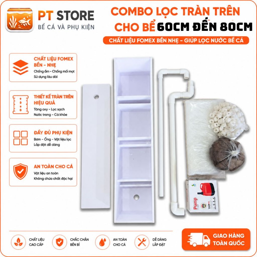 Lọc Tràn Bể Cá Fomex 60 Đến 80cm – Nhẹ, Cứng, Bền, Dễ Lắp Đặt – PT STORE BỂ CÁ & PHỤ KIỆN