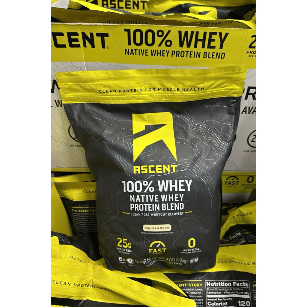 BỘT ĐẠM HƯƠNG VANI HỮU CƠ CỦA MỸ ASCENT 100% WHEY NATIVE WHEY PROTEIN BLEND GÓI 1.9KG U.S.A