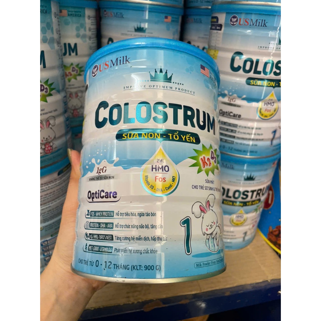 [DATE 2027]  Sữa bột Colostrum sữa non tổ yến Opticare số 1 K2D3 900gr móp nhẹ cho bé từ 0-12 tháng 