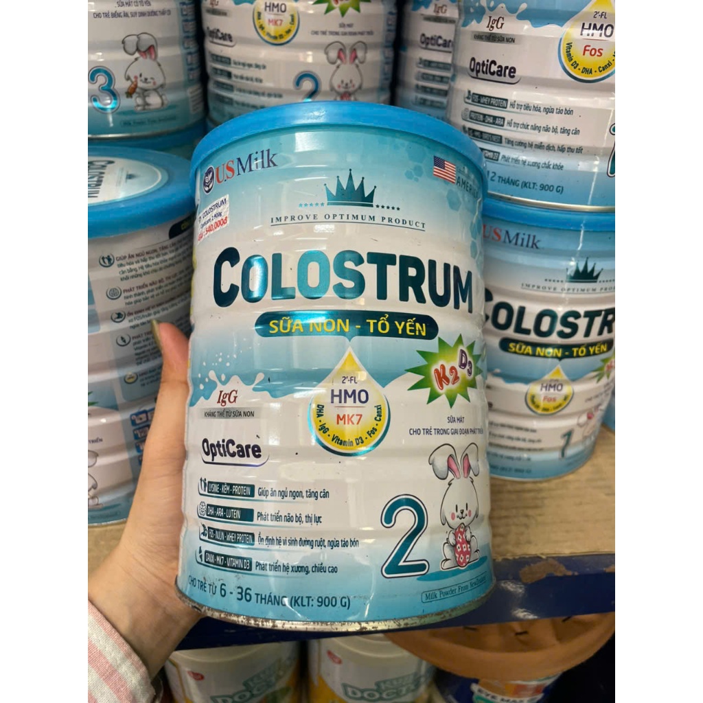 [DATE 3.2027] Sữa bột Colostrum sữa non tổ yến Opticare K2D3 số 2 900gr móp nhẹ cho bé từ 6- 36 thán