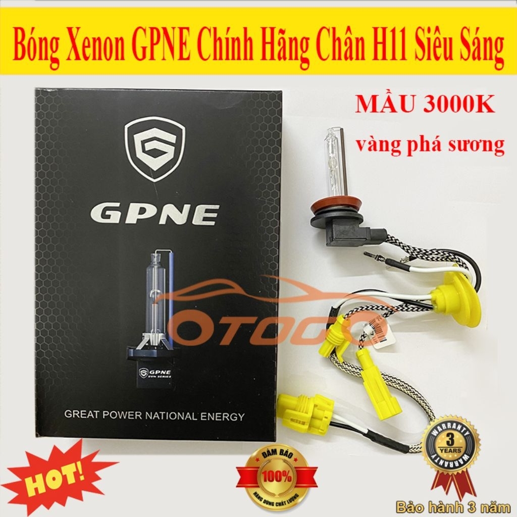 Bóng Xenon GPNE Chân H11 Siêu Sáng, Bóng Xenon H11 Chân Chữ L , Bảo Hành 3 Năm