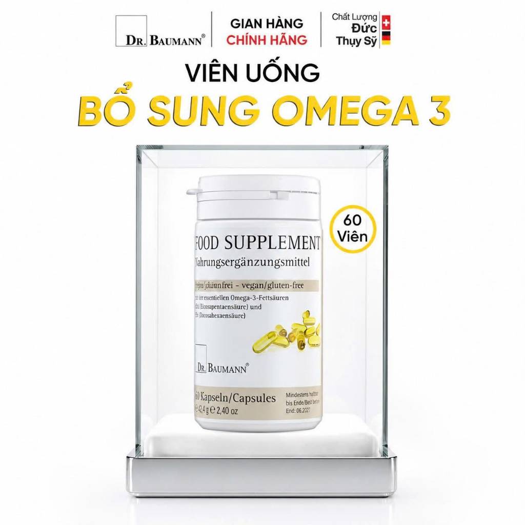 [Free Super Cream] Viên uống Omega3 hộp 60 viên chuẩn BIONOME Dr.Baumann