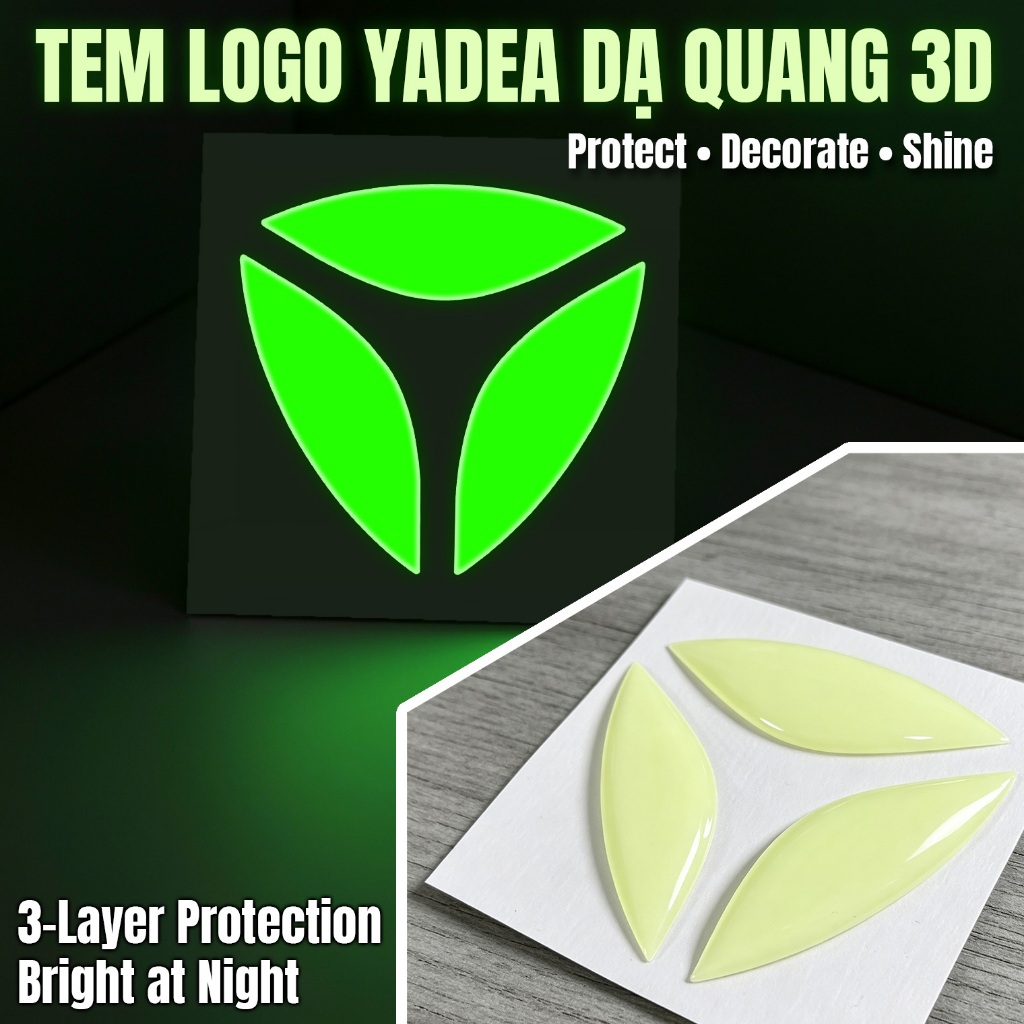 Tem 3D logo Yadea DẠ QUANG dán trang trí xe máy điện Yadea các loại