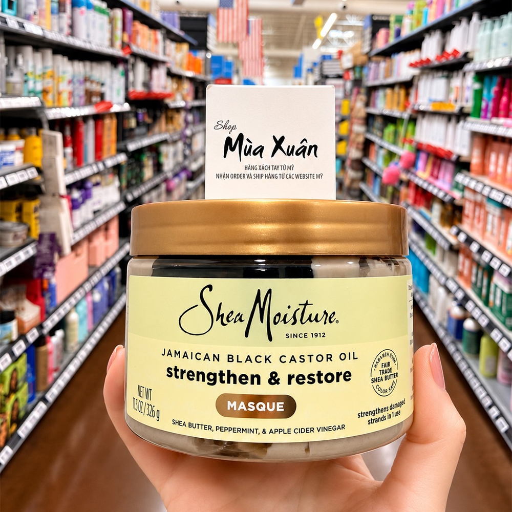 [MADE IN USA] Kem ủ tóc SheaMoisture Jamaican Black Castor Oil Strengthen & Restore Masque, 326g