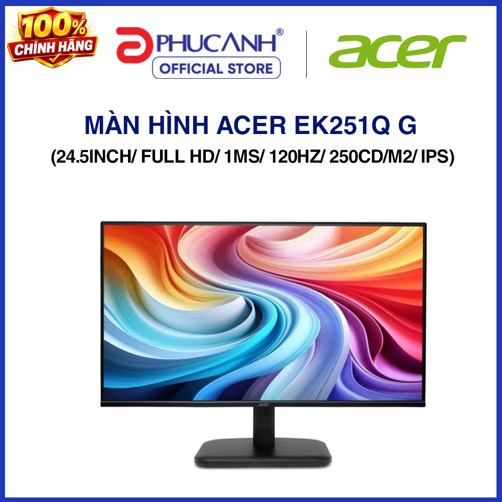 Màn hình Acer EK251Q G (24.5Inch/ Full HD/ 1ms/ 120Hz/ 250cd/m2/ IPS)