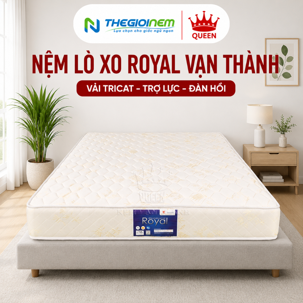 Nệm Lò Xo Royal Vạn Thành - Độ Cao 22cm, Bảo Hành Chính Hãng 8 Năm