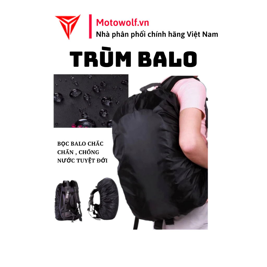 Trùm Balo Chống Nước, Áo Trùm Balo Chống Nước - Motowolf Việt Nam Chính Hãng