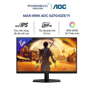 Màn Hình Gaming AOC Q27G42ZE/71 27 Inch - QHD, Fast IPS, 260Hz, 0.3ms, HDR10, Adaptive Sync - BH 36 Tháng