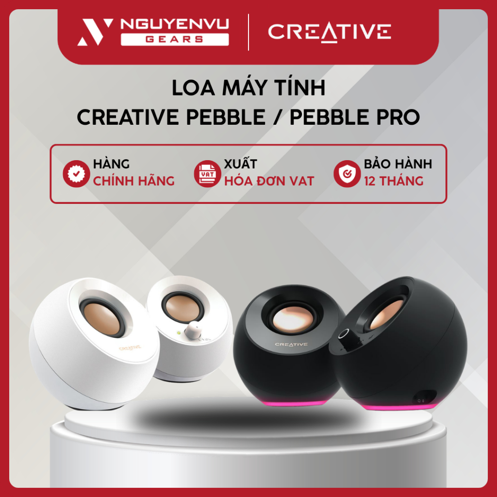 [Full VAT] Loa máy tính CREATIVE Pebble / Pebble Pro - Hệ thống 2.0/ Nguồn USB/ AUX - BH 12 THÁNG