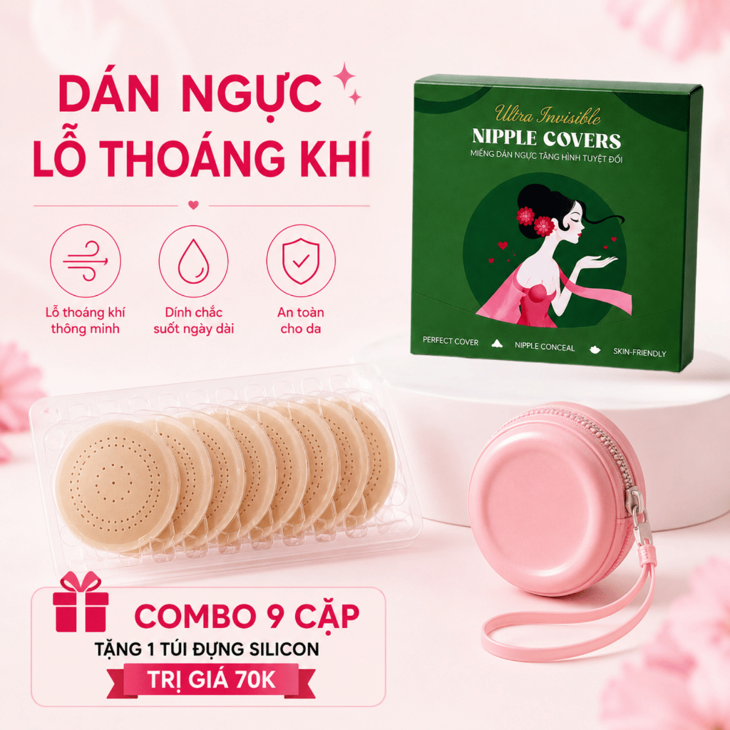[Có Keo Lỗ Thoáng Khí] Miếng Dán Ngực Linara Silicone Tàng Hình, Không Lộ Viền, Tái Sử Dụng Nhiều Lầ