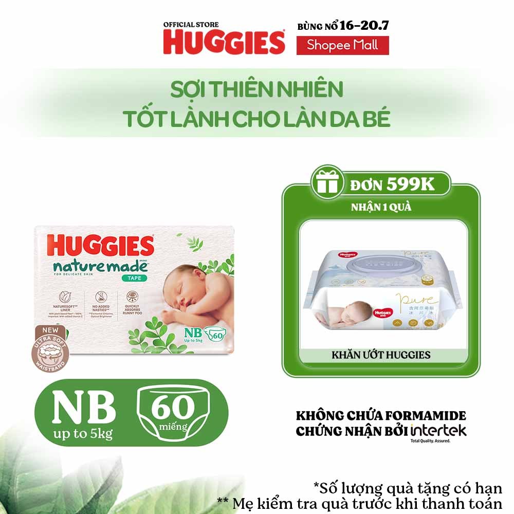 [KOL LIVE] Tã Dán Huggies Platinum Nature Made Size NB60/S82/M64/L54/XL44/XL36