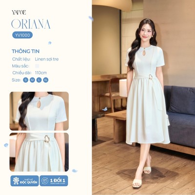 Váy Thiết Kế Nữ YAME Dáng Dài 110cm Cổ Tròn Khoét Giọt Nước, Tùng Váy Xòe Đổ Rộng - ORIANA  YV1000