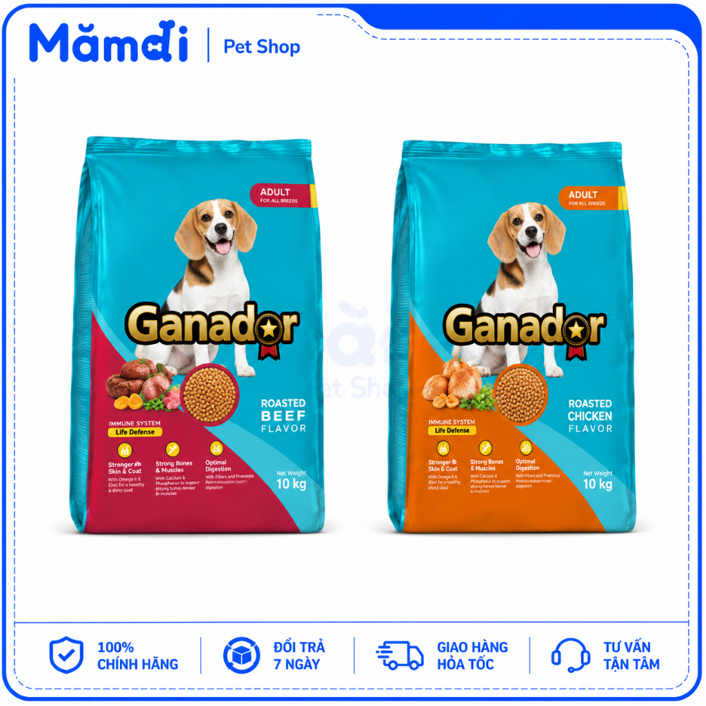 Thức Ăn Hạt Cho Chó Ganador Bò Nướng , Ganador Gà Nướng - Bao Xá 10KG