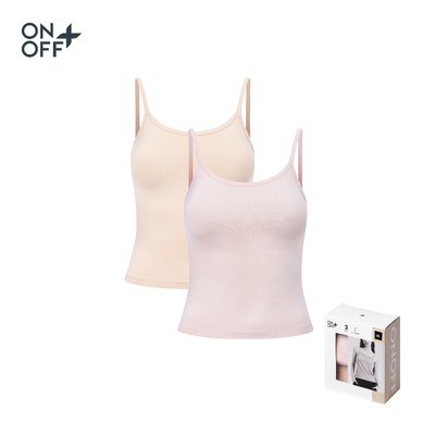 Hộp pack 2 áo hai dây chất liệu Cotton Bamboo thiết kế patch camisole với phom ôm vừa vặn, tôn dáng ONOFF - 16IM26A201
