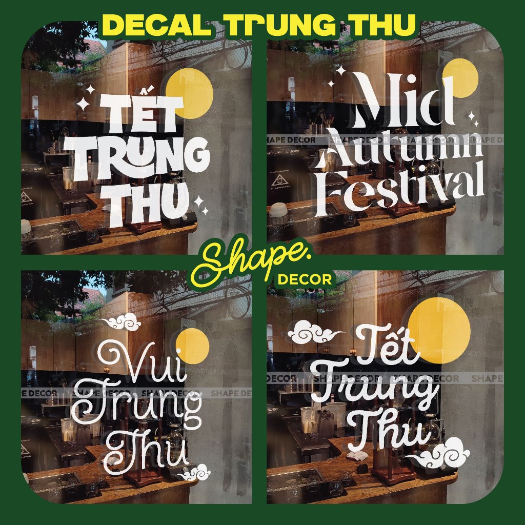 Shape Decor - Decal dán kính Trung Thu - tết Trung Thu - Vui hội trăng rằm - Decal mùa thu