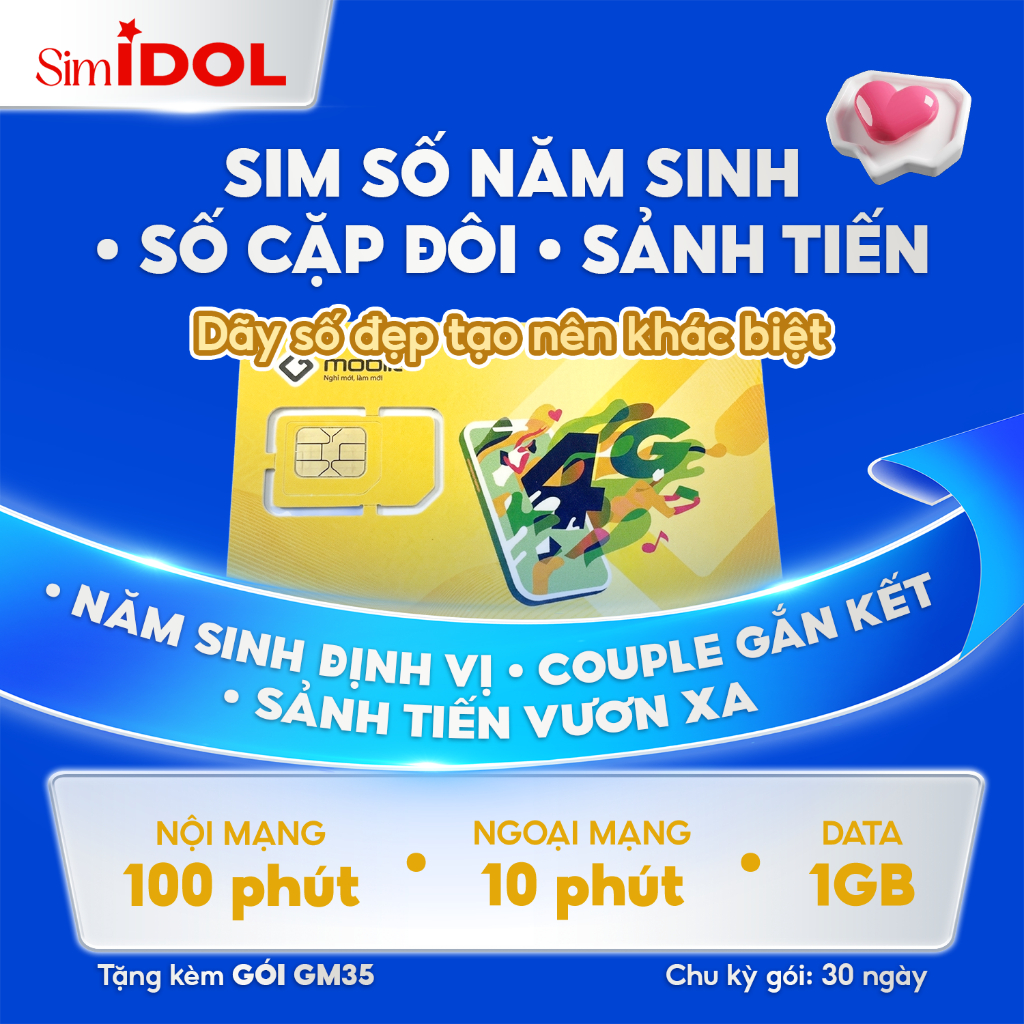 [PHONG THỦY] Sim Năm Sinh Đầu Số Vàng 099 Gmobile - Dùng Sóng Mobifone Toàn Quốc, ĐKCC