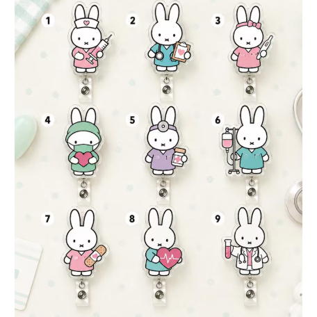 Kawaii Bunny Nurse Badge Reel, Acrylic Medical ID Holder, Nurse Ophthalmologist Gift, ICU Er Rn Nurs