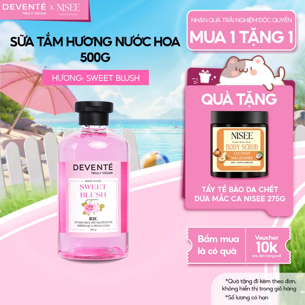 [DEAL TRẢI NGHIỆM] Sữa Tắm Nước Hoa Devente Hương Thơm Nữ Tính, Làm Sạch Dịu Nhẹ 500g
