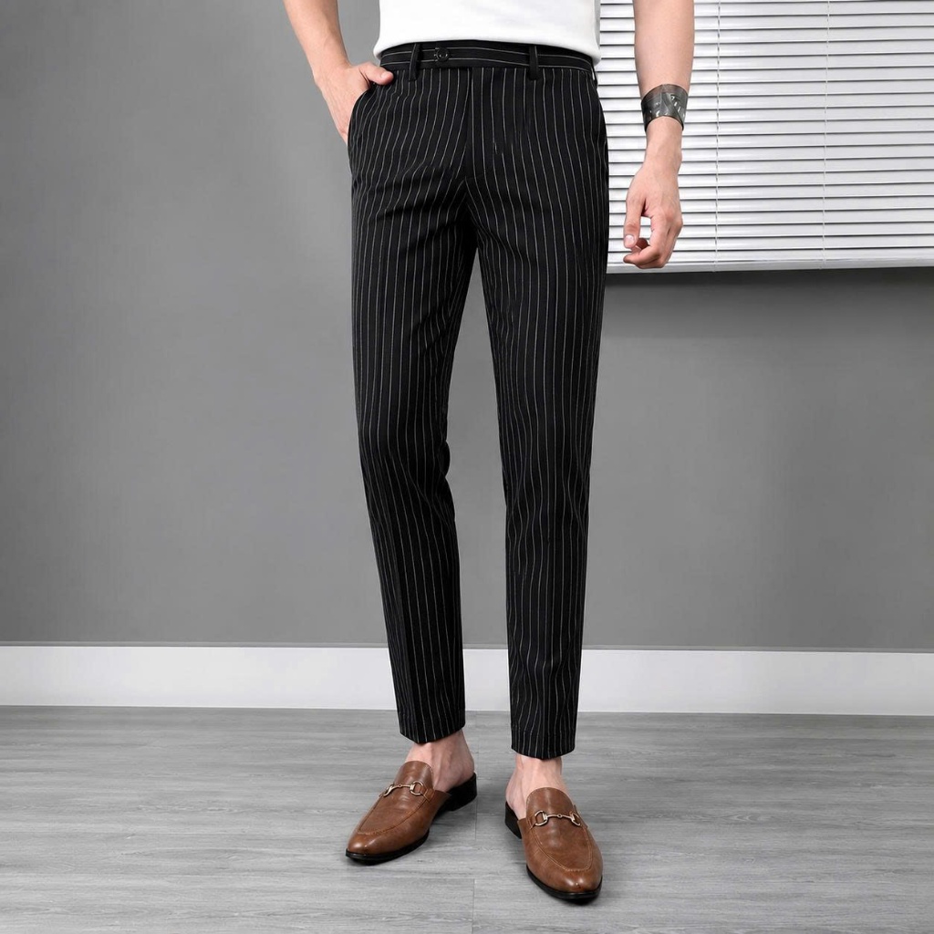 Quần âu nam cotton kẻ sọc thương hiệu Veratino