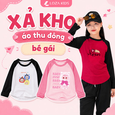 [XẢ KHO] Áo thu đông cho bé gái in hình bé gái hot trend chất borip co giãn 4 chiều - Loza Kids XAAD001