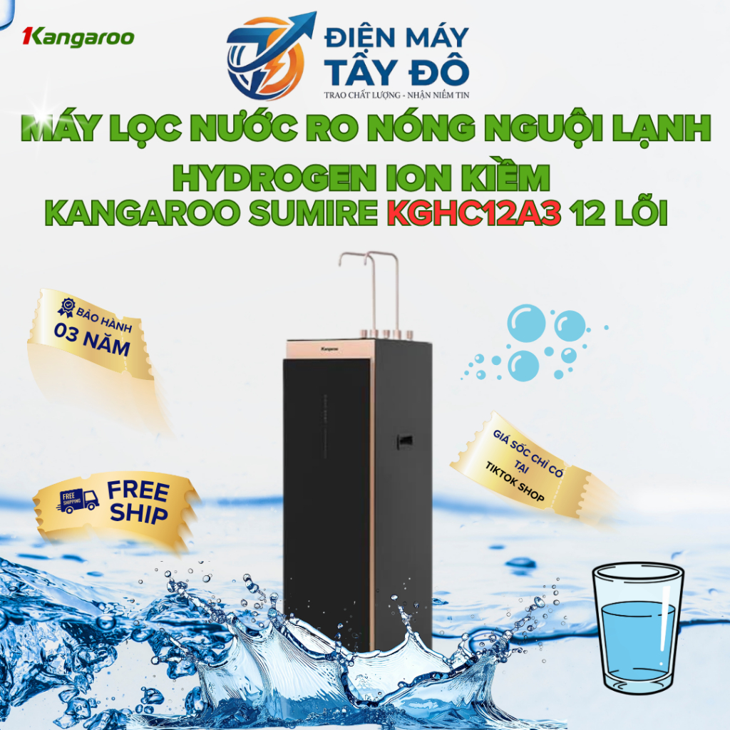 Máy lọc nước Kangaroo Hydrogen ion kiềm nóng lạnh KGHC12A3
