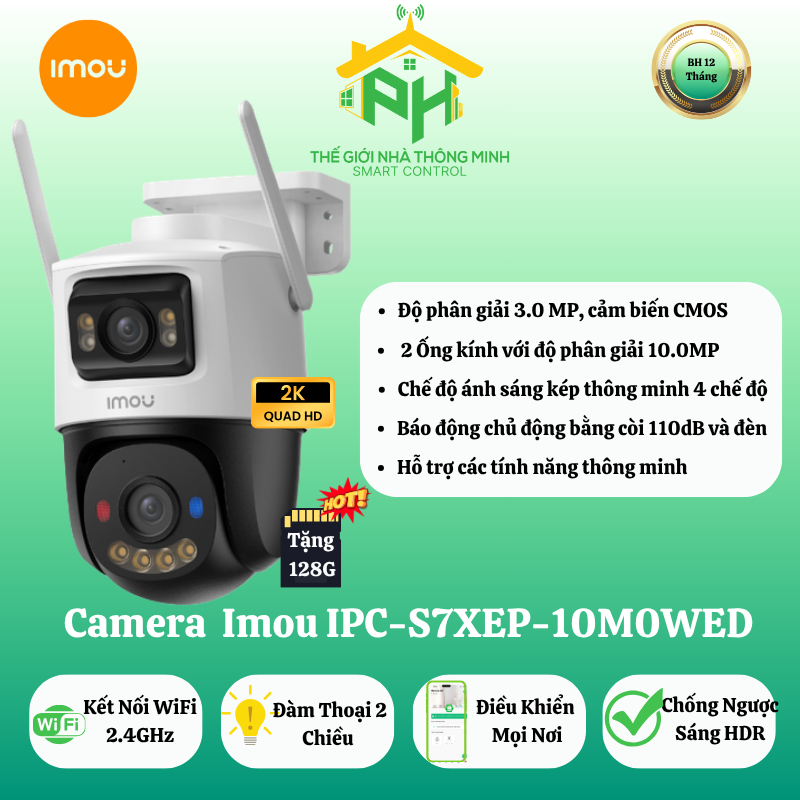Camera wifi ngoài trời 2 ống kính Imou IPC-S7XEP-10M0WED (Cruiser Dual 2 10M)