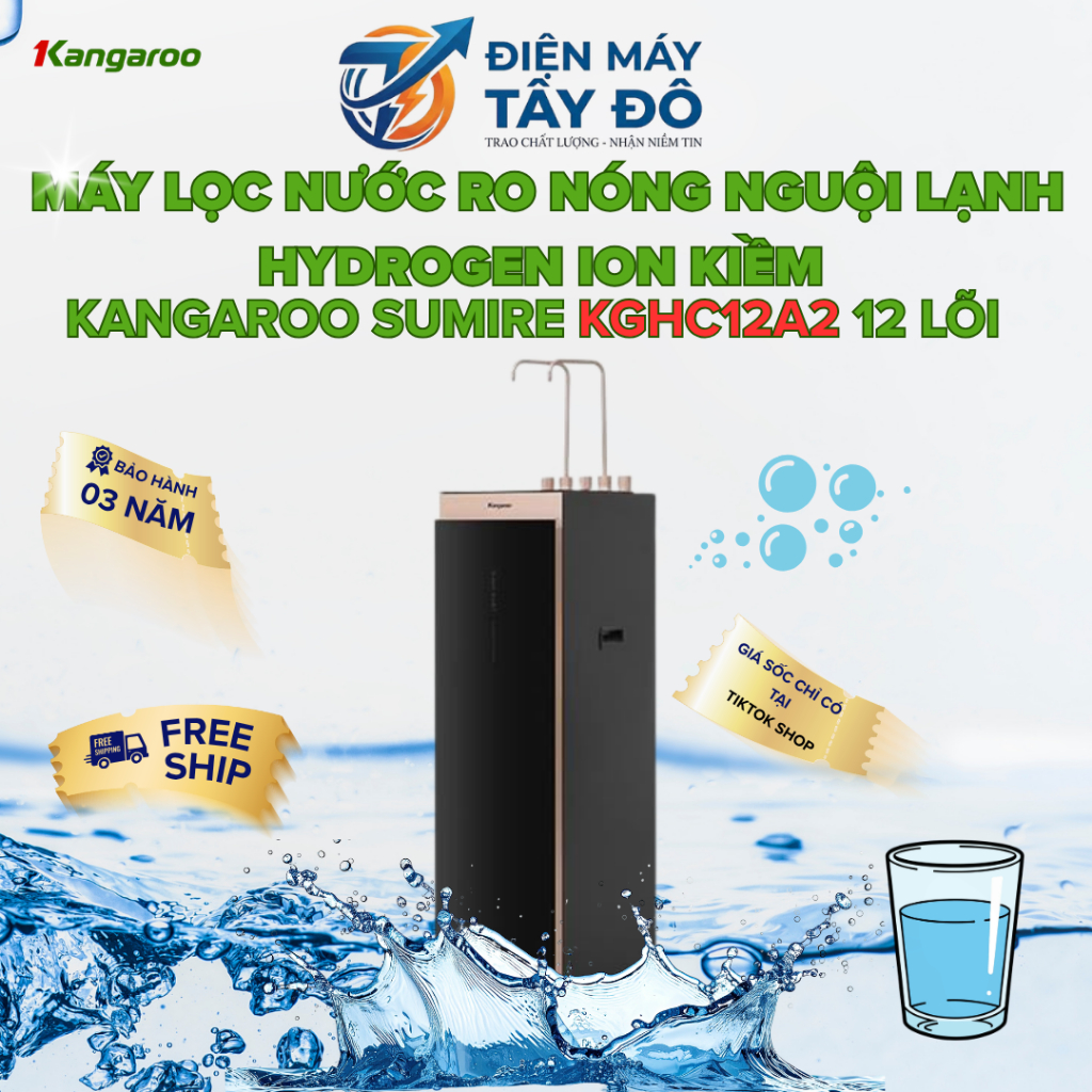 Máy lọc nước Kangaroo Sumire Hydrogen ion kiềm nóng lạnh KGHC12A2