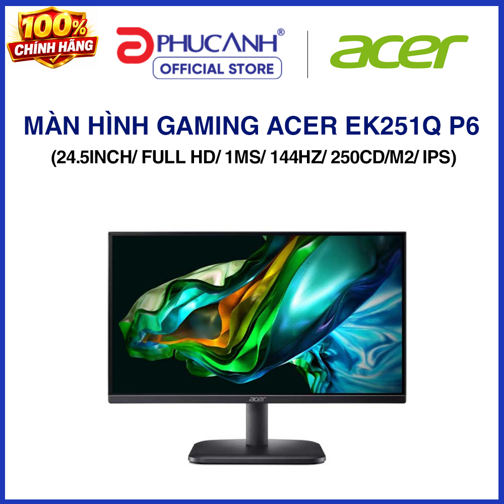 Màn hình gaming Acer EK251Q P6 (24.5Inch/ Full HD/ 1ms/ 144Hz/ 250cd/m2/ IPS)