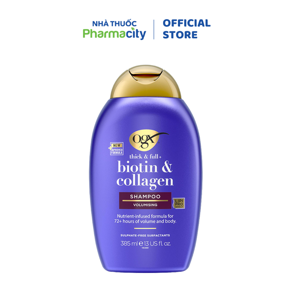 Dầu gội chăm sóc tóc chắc khỏe OGX thick & full + Biotin & Collagen Shampoo (385ml)
