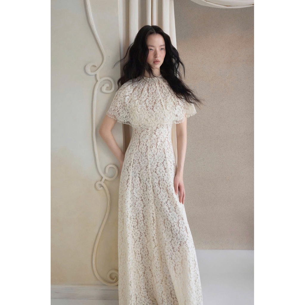 [N.T BIGSIZE LUXURY] Đầm ren phối áo choàng cổ bigsize