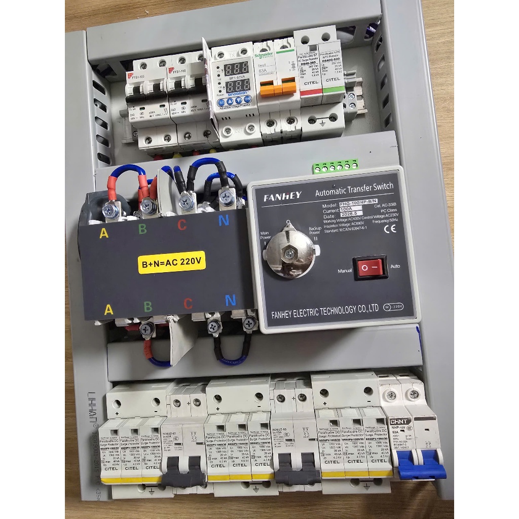 Tủ Điện Điện Mặt Trời Hybrid 5kW 1 Pha Có Chống Sét AC DC | Dùng Cho Deye Growatt LuxPower
