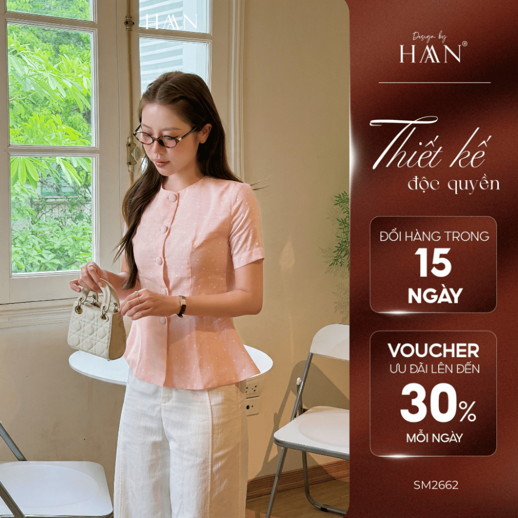 Áo Kiểu Peplum Nữ Ngắn Tay Ôm Eo Nhẹ Trẻ Trung Tôn Dáng HAAN Design SM2662