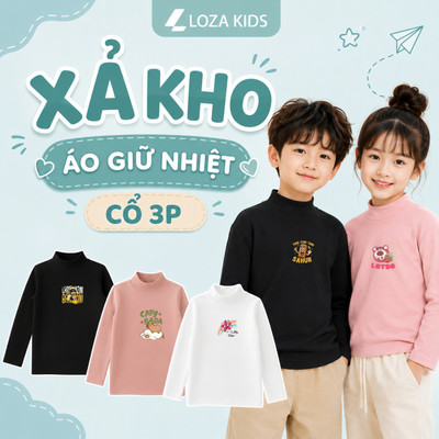 [XẢ KHO] Áo giữ nhiệt cho bé cổ 3p chất borip 4 chiều - Áo dài tay trẻ em Loza Kids XACE001