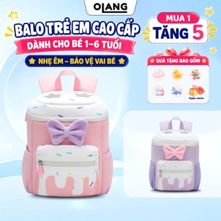 Balo cho bé dạng hộp hình nơ cute, balo trẻ em 1-6 tuổi đi học mầm non tiểu học nhẹ êm chống gù 6083