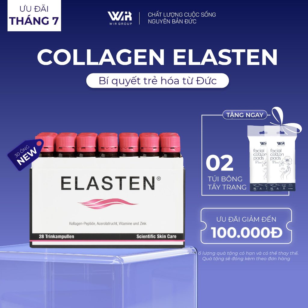 Collagen Elasten - Hộp 30 Ống Giúp Da Căng Mịn, Chống Lão Hóa, Tóc Chắc Khỏe Tại Đức | Wir Group