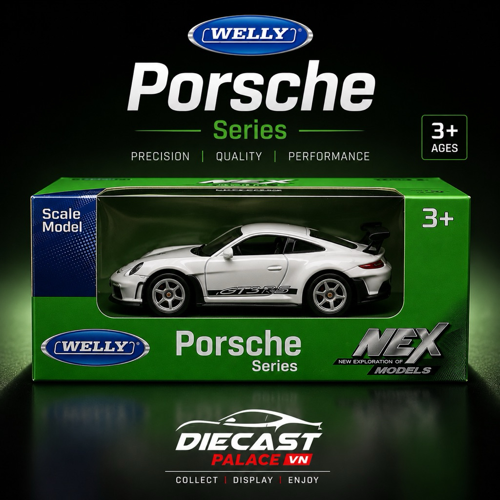 🔥 Welly NEX Porsche 911 GT3 RS 1:64 Xe Mô Hình Kim Loại Có Hộp Chính Hãng | Diecast Palace VN