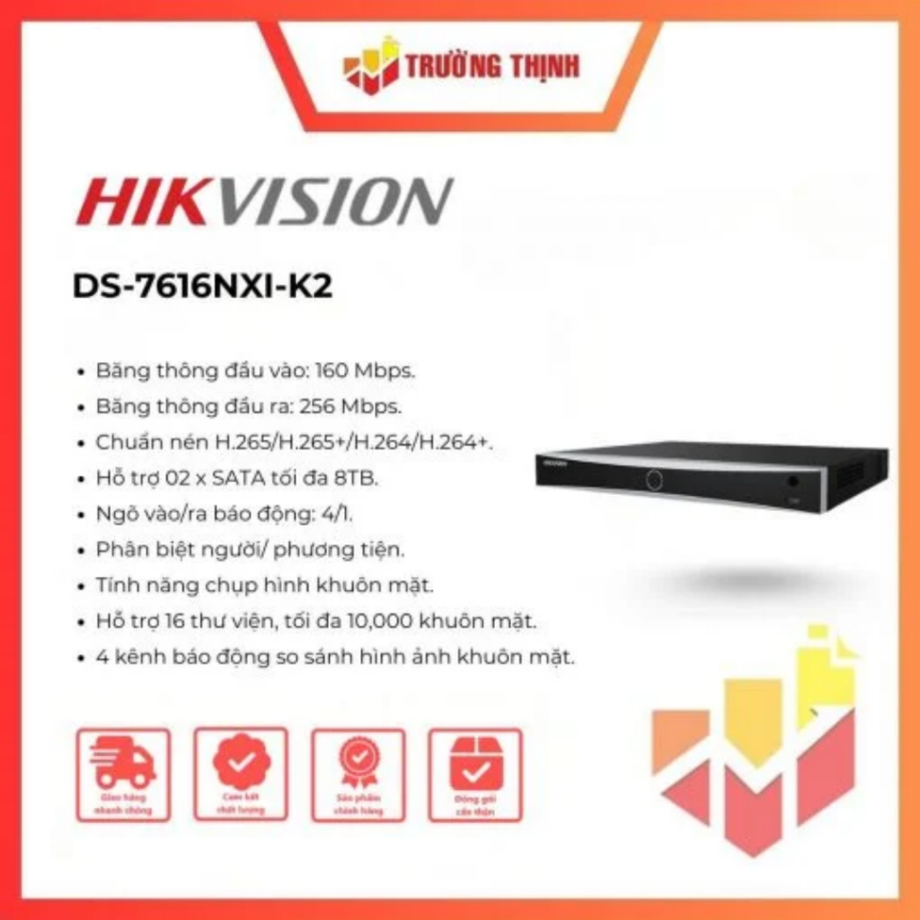 Đầu ghi hình mạng IP 16 kênh AcuSense HIKVISION DS-7616NXI-K2 | 16 kênh IP | 12MP | 160Mbps