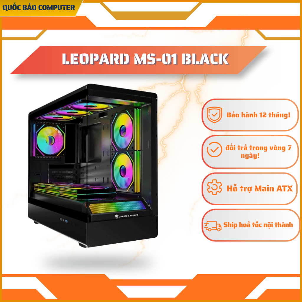 Vỏ máy tính Case Leopard MS-01 RGB | Đen
