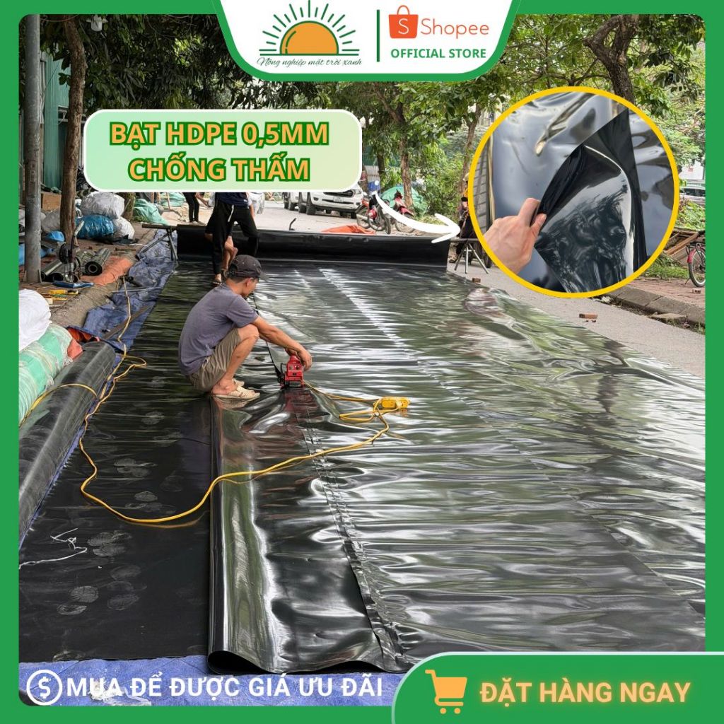 Bạt nuôi cá hdpe 0,5mm, khổ rộng 1-2-3-4-5m, bạt hdpe nuôi cá, bạt lót hồ cá, bạt lót ao hồ - Độ dài