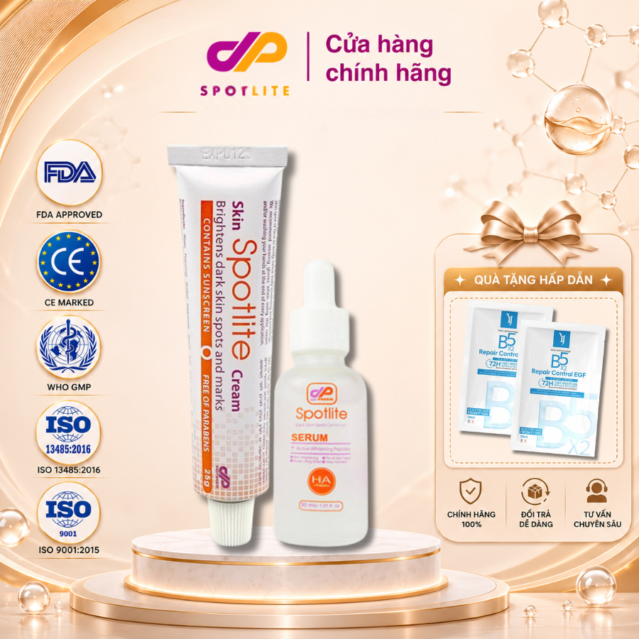 Combo Kem Và Serum Spotlite "Tái Tạo Chuyên Sâu" - Phục Hồi, Dưỡng Sáng Và Giúp Mờ Nám Tàn Nhang